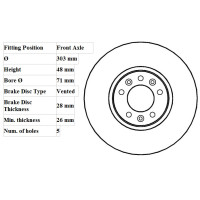 FRONT DISC SINGLE PEUGEOT EXPERT E7 2007 ON 304mm